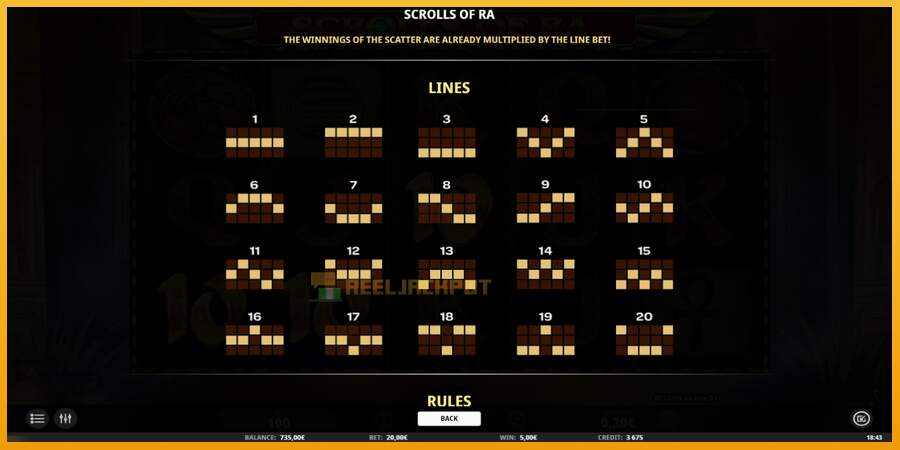 슬롯머신에서의 진정한 즐거움 Scrolls of RA 돈을 위해, 그림 5