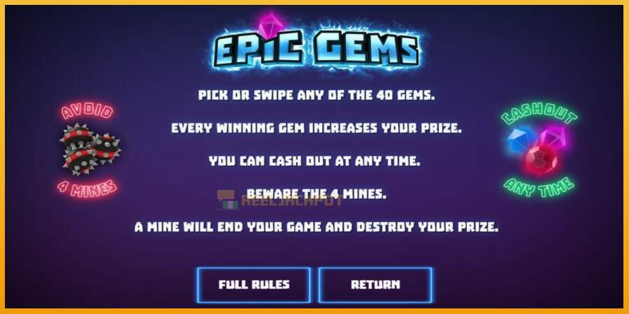 슬롯머신에서의 진정한 즐거움 Epic Gems 돈을 위해, 그림 3