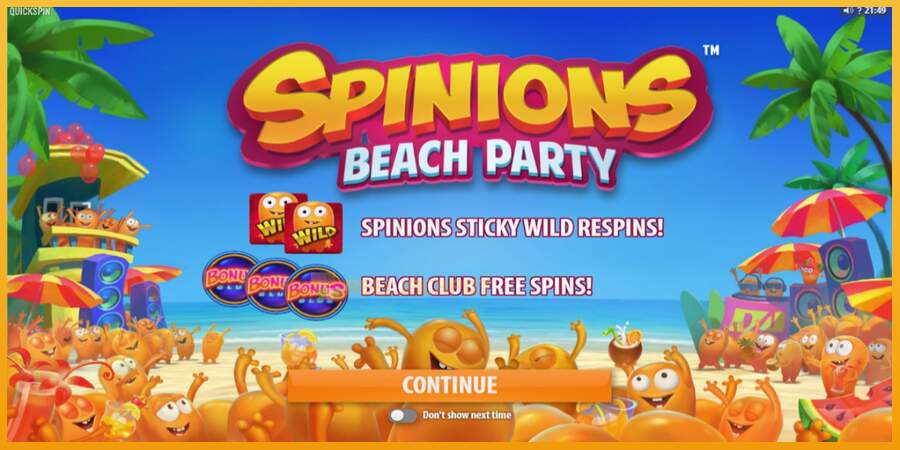 슬롯머신에서의 진정한 즐거움 Spinions Beach Party 돈을 위해, 그림 1