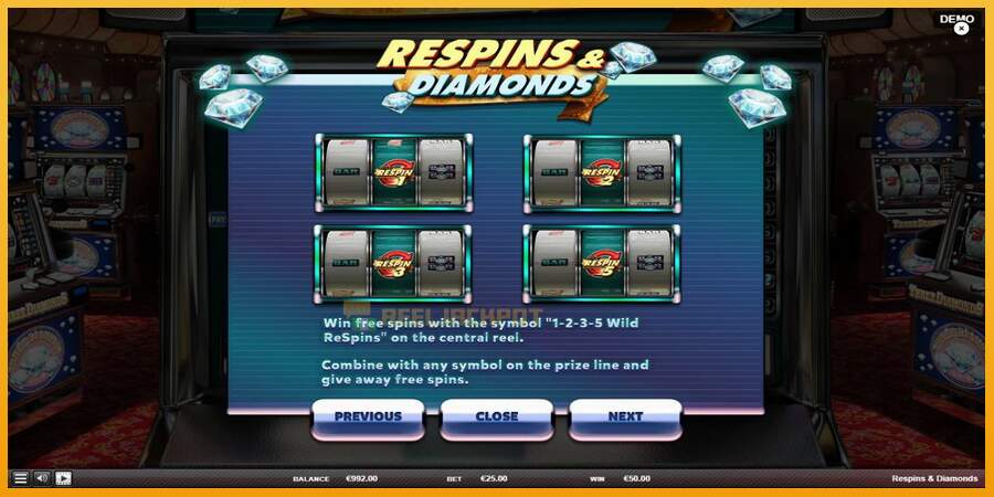 슬롯머신에서의 진정한 즐거움 Respins Diamonds 돈을 위해, 그림 6