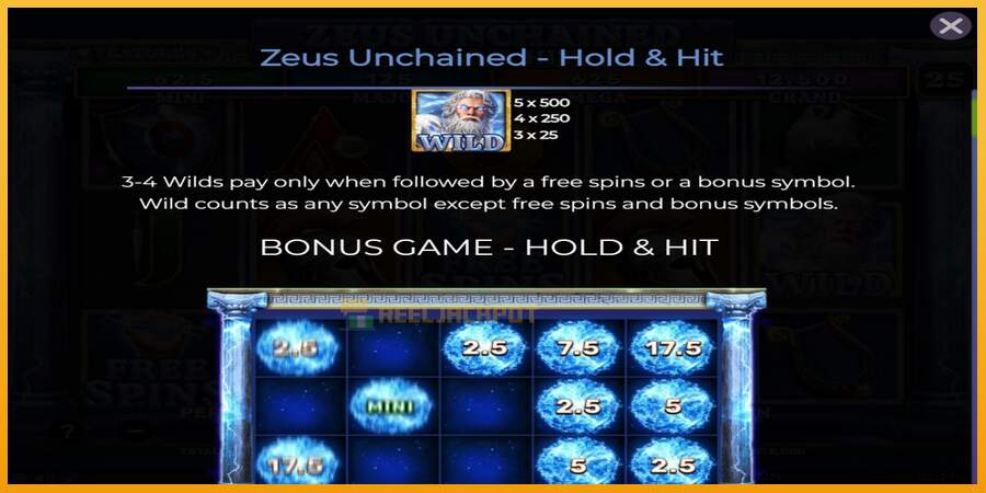 슬롯머신에서의 진정한 즐거움 Zeus Unchained - Hold & Hit 돈을 위해, 그림 4