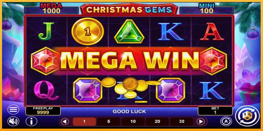 슬롯머신에서의 진정한 즐거움 Christmas Gems Hold & Win 돈을 위해, 그림 3