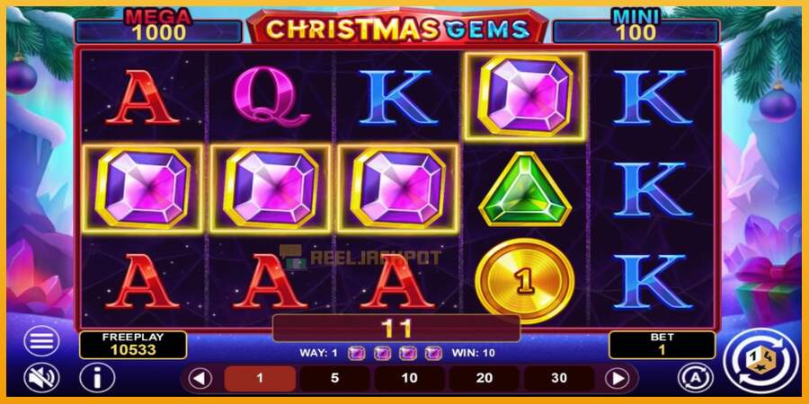 슬롯머신에서의 진정한 즐거움 Christmas Gems Hold & Win 돈을 위해, 그림 4