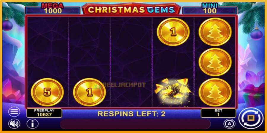 슬롯머신에서의 진정한 즐거움 Christmas Gems Hold & Win 돈을 위해, 그림 5