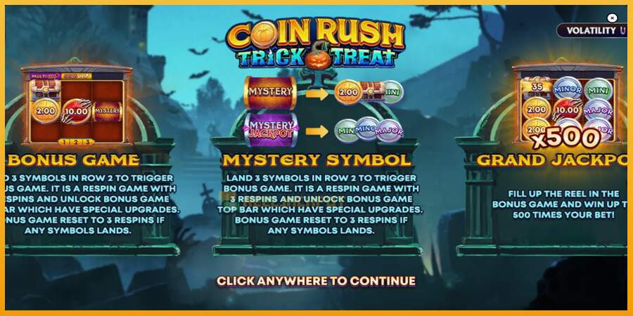 슬롯머신에서의 진정한 즐거움 Coin Rush: Trick o Treat 돈을 위해, 그림 1