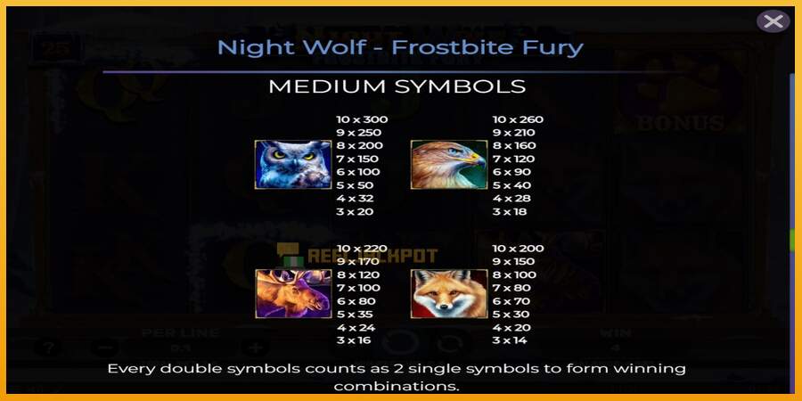 슬롯머신에서의 진정한 즐거움 Night Wolf - Frostbite Fury 돈을 위해, 그림 7