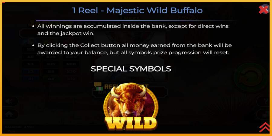 슬롯머신에서의 진정한 즐거움 1 Reel Majestic Wild Buffalo 돈을 위해, 그림 6