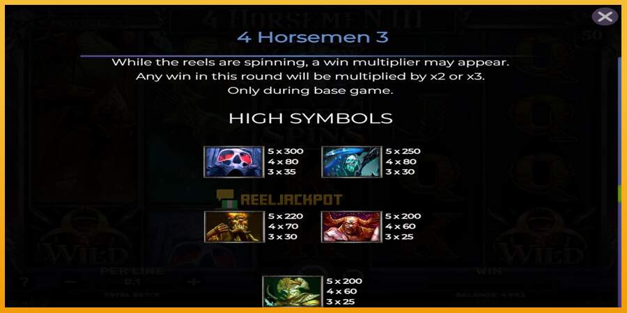 슬롯머신에서의 진정한 즐거움 4 Horsemen III 돈을 위해, 그림 7