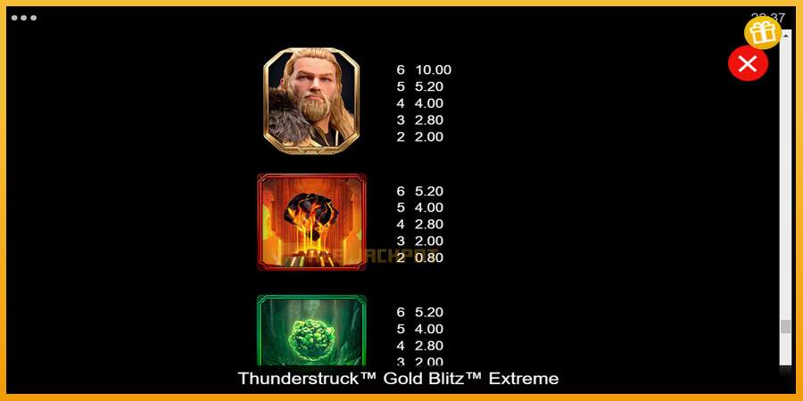 슬롯머신에서의 진정한 즐거움 Thunderstruck Gold Blitz Extreme 돈을 위해, 그림 6