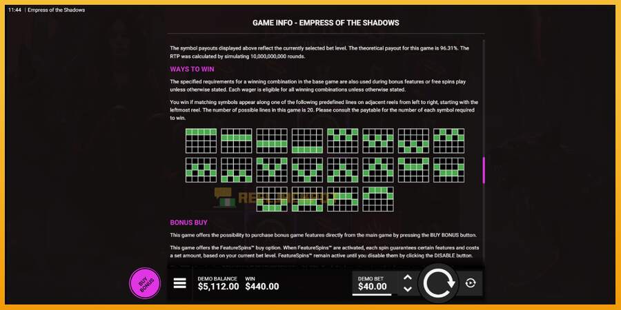 슬롯머신에서의 진정한 즐거움 Empress of the Shadows 돈을 위해, 그림 7