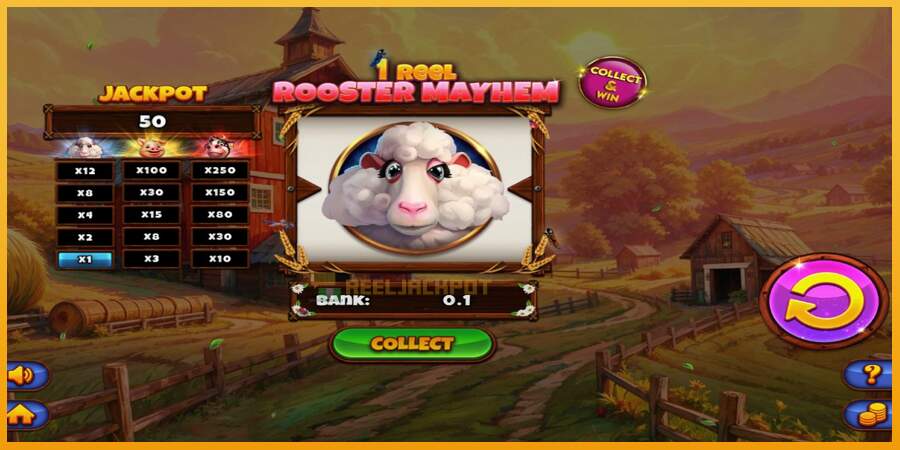 슬롯머신에서의 진정한 즐거움 1 Reel Rooster Mayhem 돈을 위해, 그림 2