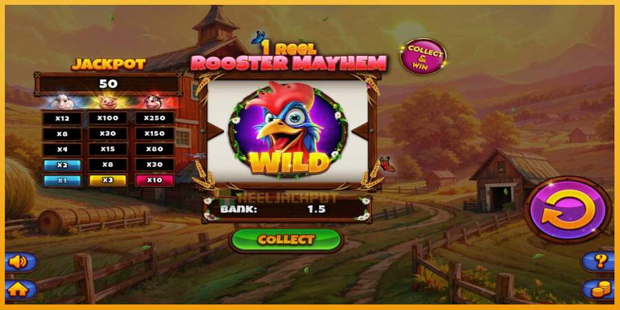 슬롯머신에서의 진정한 즐거움 1 Reel Rooster Mayhem 돈을 위해, 그림 4