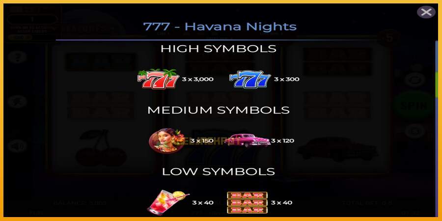 슬롯머신에서의 진정한 즐거움 777 - Havana Nights 돈을 위해, 그림 5