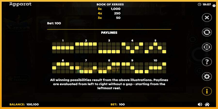 슬롯머신에서의 진정한 즐거움 Book of Xerxes 돈을 위해, 그림 7