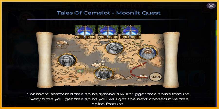 슬롯머신에서의 진정한 즐거움 Tales of Camelot - Moonlit Quest 돈을 위해, 그림 5