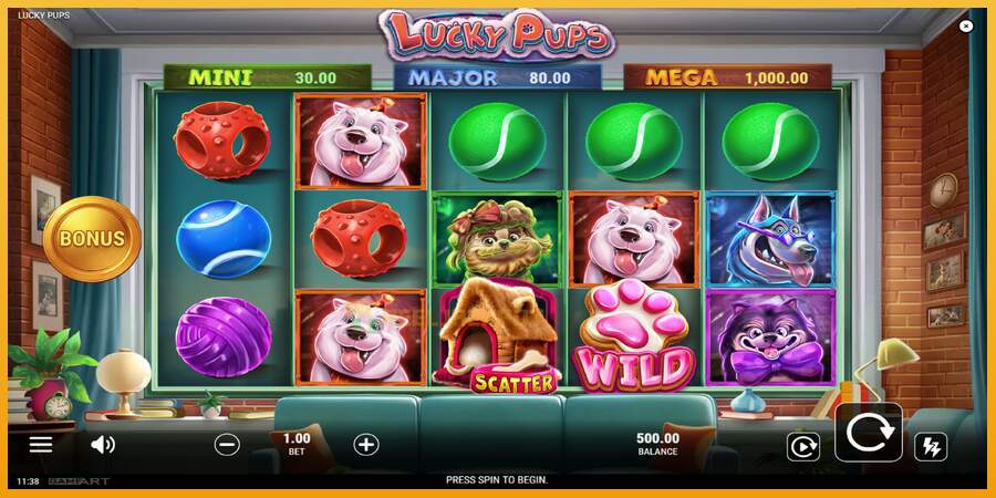 슬롯머신에서의 진정한 즐거움 Lucky Pups 돈을 위해, 그림 2