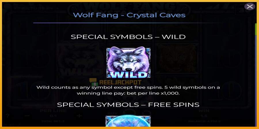 슬롯머신에서의 진정한 즐거움 Wolf Fang - Crystal Caves 돈을 위해, 그림 4