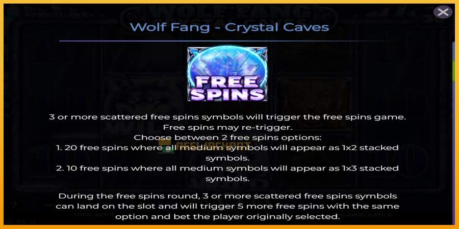 슬롯머신에서의 진정한 즐거움 Wolf Fang - Crystal Caves 돈을 위해, 그림 5