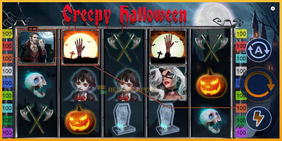 슬롯머신에서의 진정한 즐거움 Creepy Halloween 돈을 위해, 그림 3