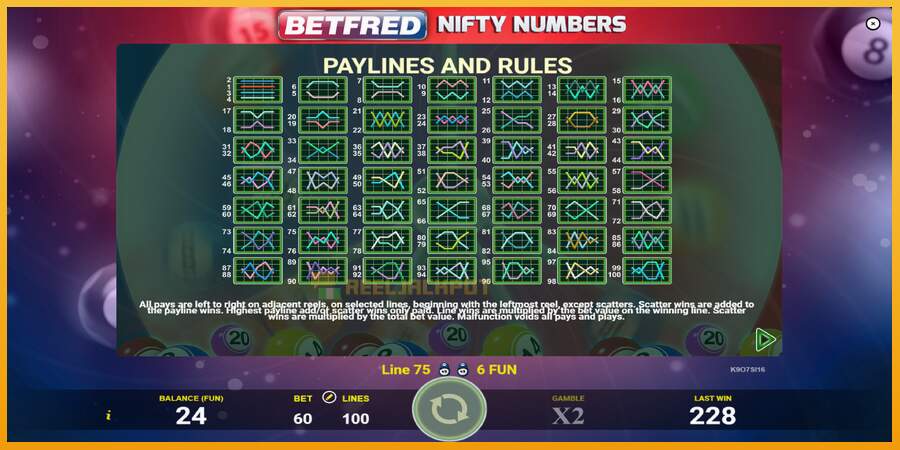 슬롯머신에서의 진정한 즐거움 Betfred Nifty Numbers 돈을 위해, 그림 7