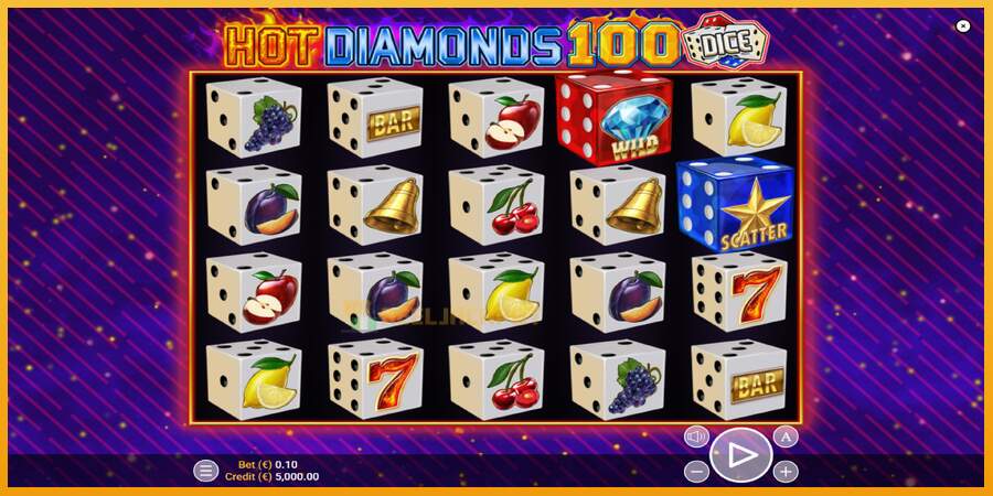 슬롯머신에서의 진정한 즐거움 Hot Diamonds 100 Dice 돈을 위해, 그림 1