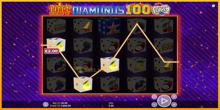 슬롯머신에서의 진정한 즐거움 Hot Diamonds 100 Dice 돈을 위해, 그림 3