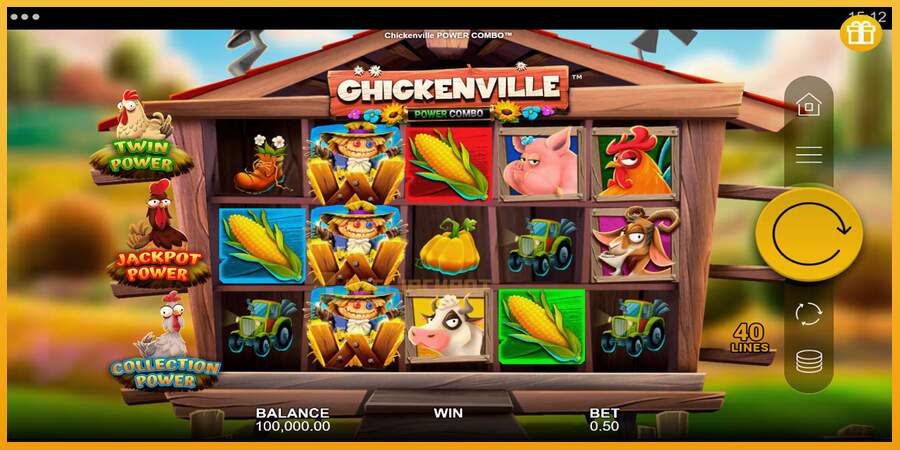 슬롯머신에서의 진정한 즐거움 Chickenville Power Combo 돈을 위해, 그림 1