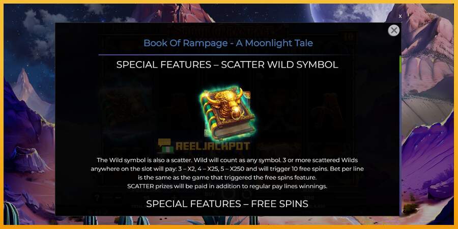 슬롯머신에서의 진정한 즐거움 Book of Rampage - A Moonlight Tale 돈을 위해, 그림 5