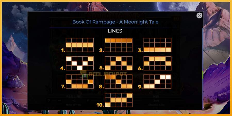 슬롯머신에서의 진정한 즐거움 Book of Rampage - A Moonlight Tale 돈을 위해, 그림 7